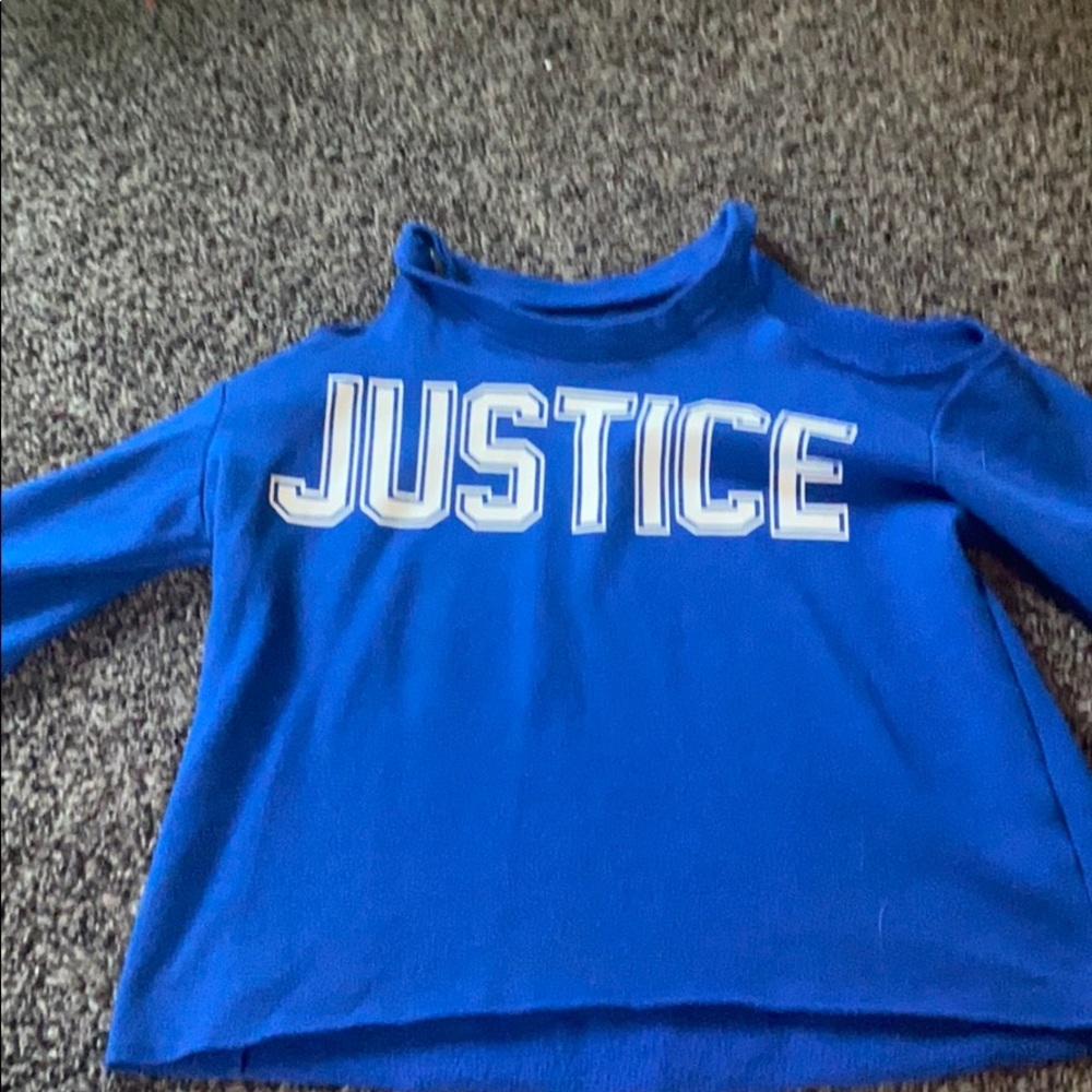 This is a justice off the shoulder cropped